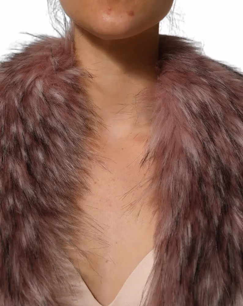 Dolce & Gabbana Pink Acrylic Faux Fur Knit Shrug Vest Top