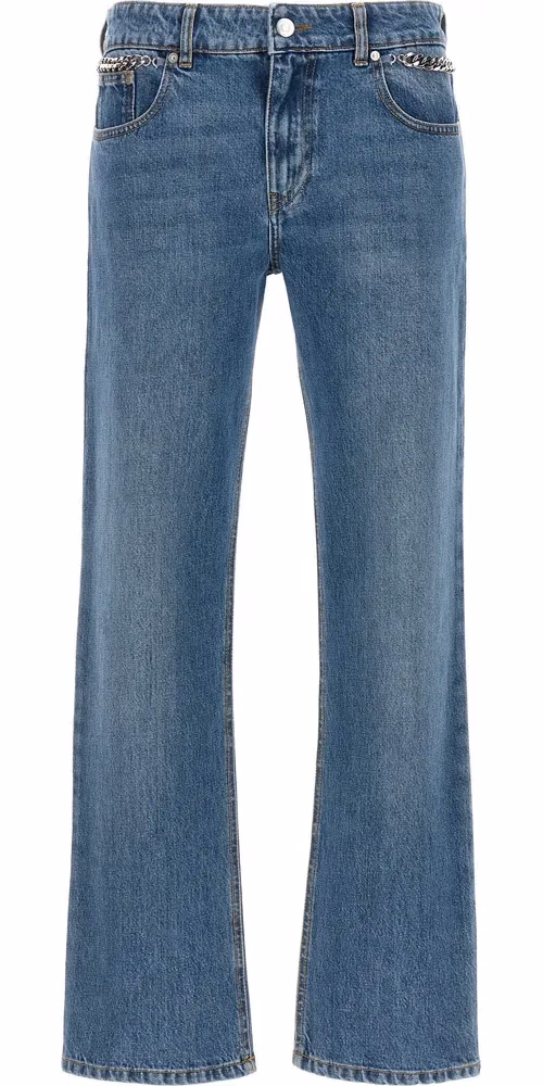 Stella McCartney Blue Cotton Cropped Jeans