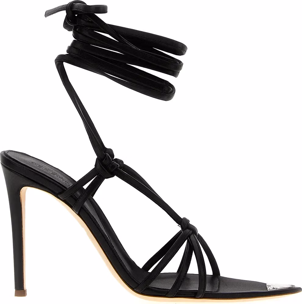 NICOLO' BERETTA Black Lamb Leather Stiletto Heel Sandals