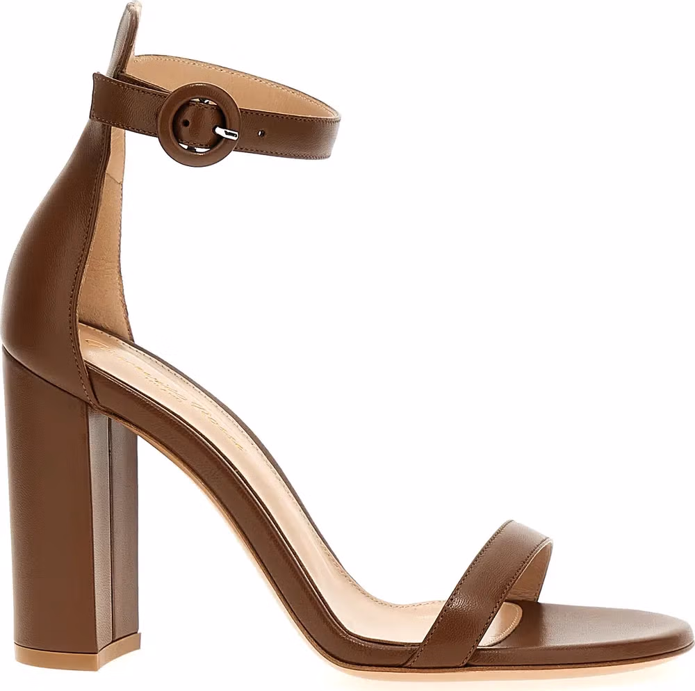 Gianvito Rossi Brown Goatskin Stiletto Heel Sandals