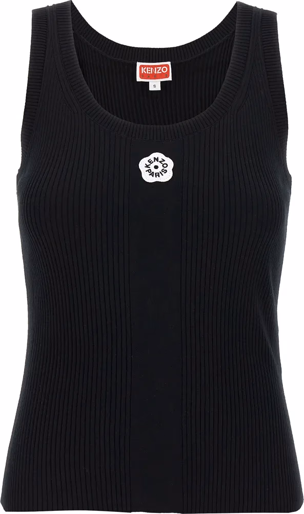 Kenzo Black Viscose Sleeveles T-Shirt