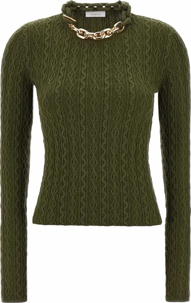 Paco Rabanne Bicolor Wool Cardigan