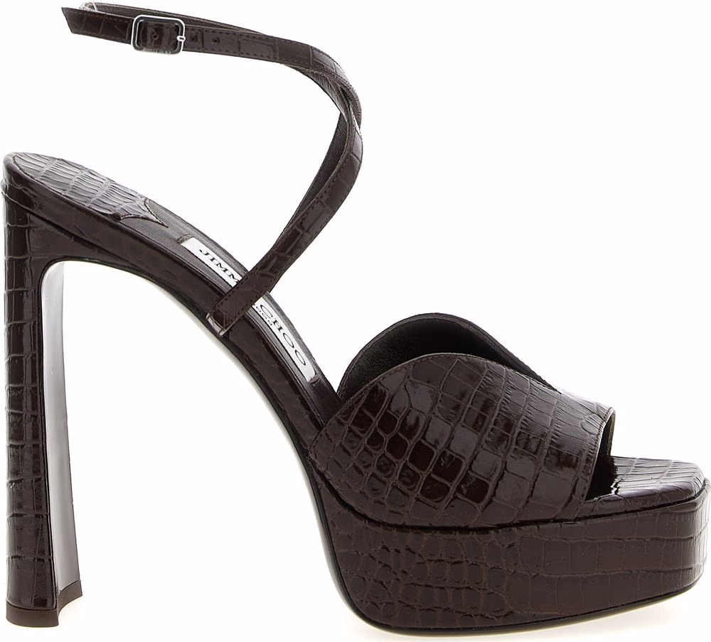 Jimmy Choo Brown Leather Stiletto Heel Sandals