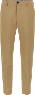 Beige Cotton Cropped Pants