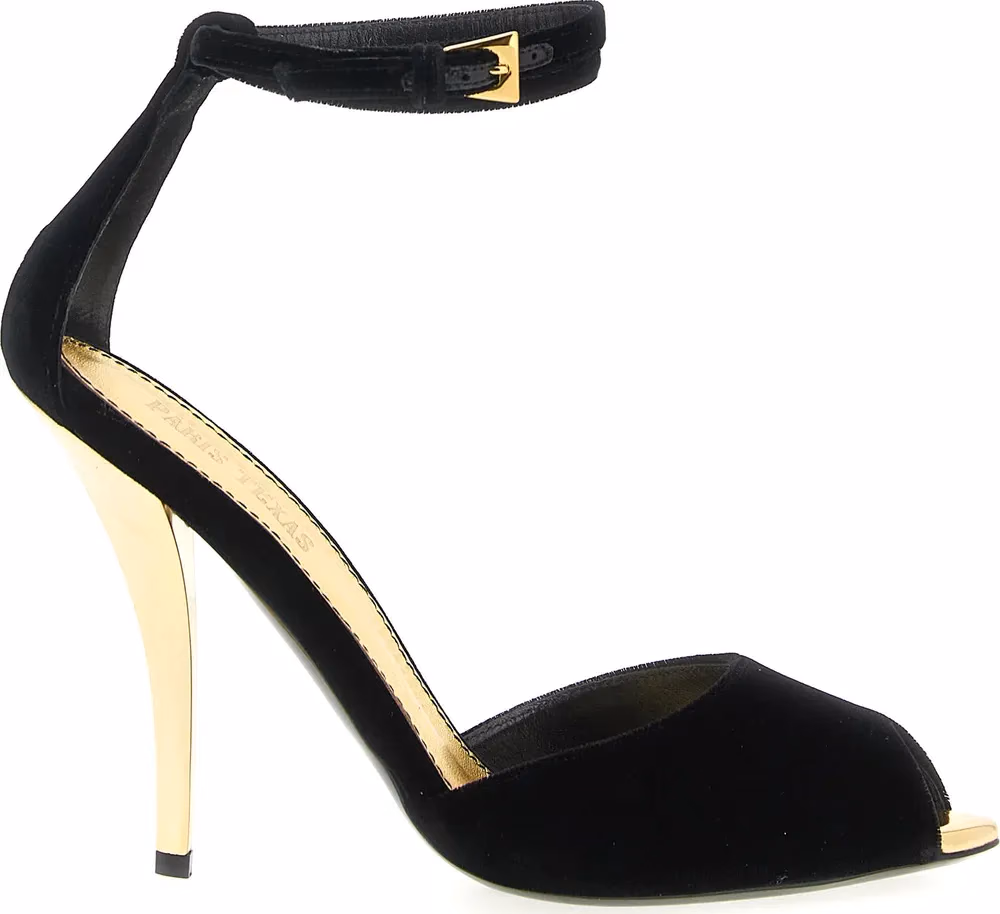 Paris Texas Black Viscose Stiletto Heel Sandals