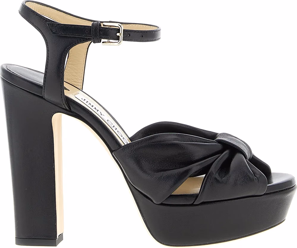 Jimmy Choo Black Leather Stiletto Heel Sandals