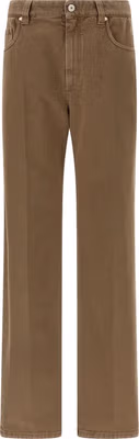 Beige Cotton Straight-Leg Jeans