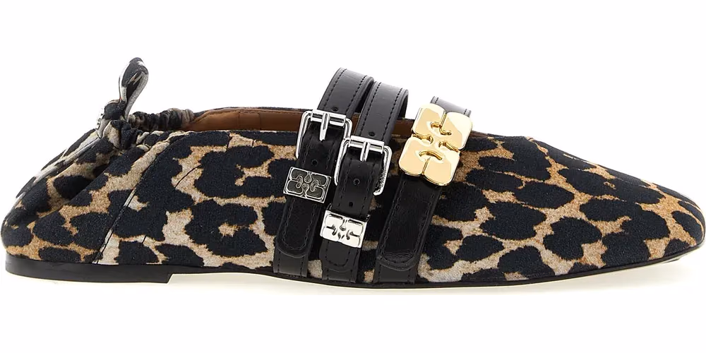 Ganni Multicolor Cotton Ballet Flats