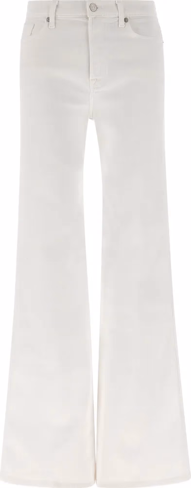 7 For All Mankind White Cotton Flared Jeans