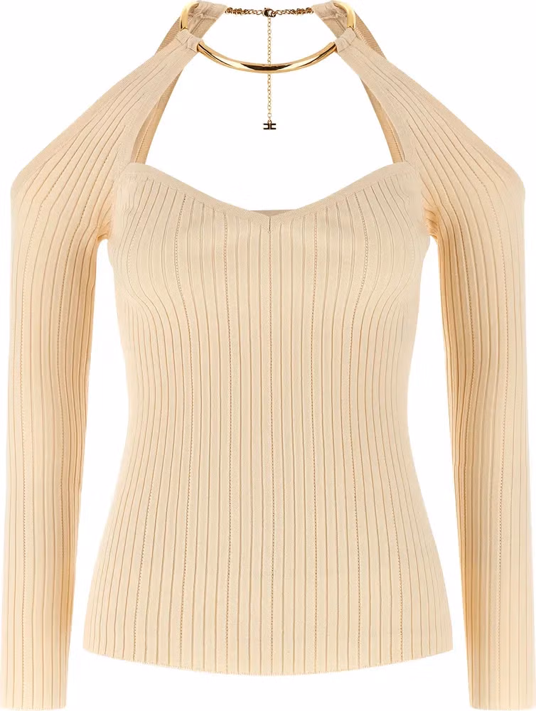 Elisabetta Franchi Beige Viscose Cardigan