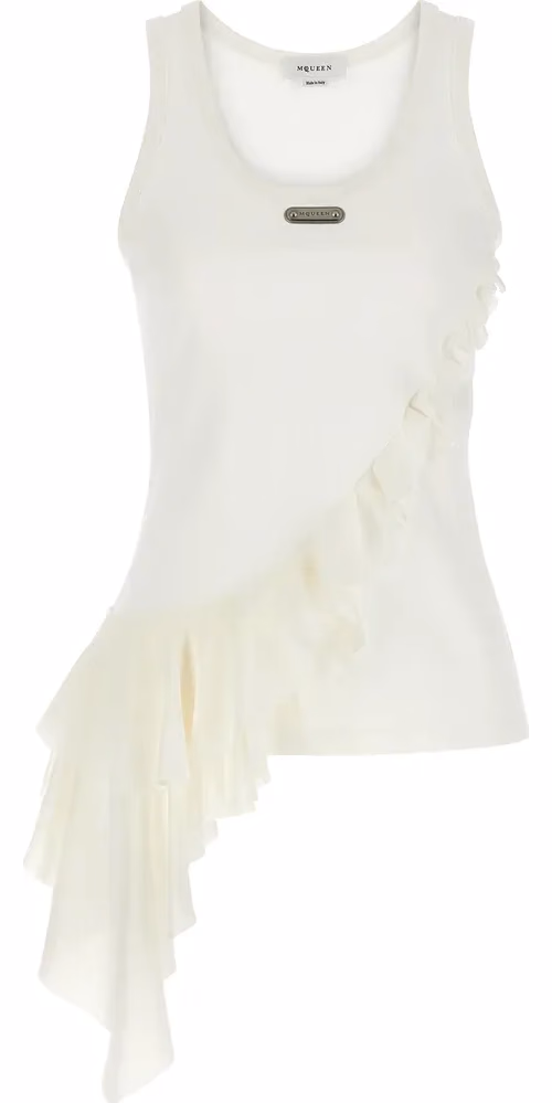 Alexander McQueen White Cotton Tank Tops