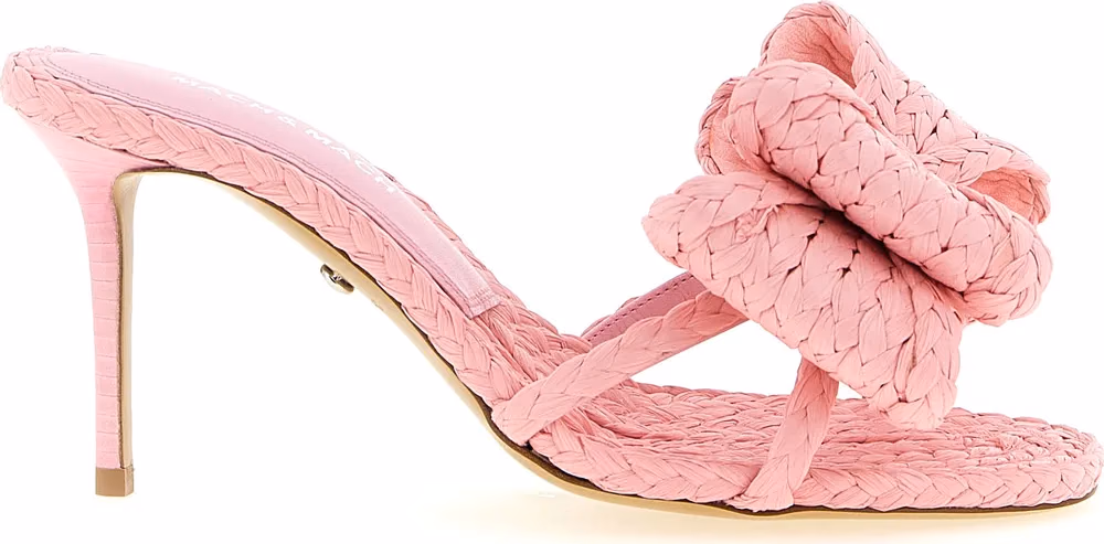 MACH & MACH Multicolor Raffia Stiletto Heel Sandals