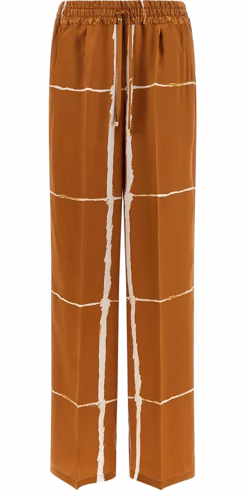 Kiton Brown Silk Casual Pants