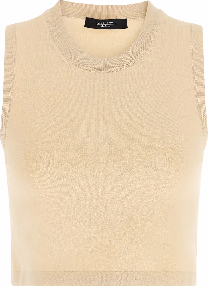 Max Mara Beige Viscose Sleeveles T-Shirt