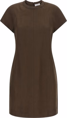 Brown Viscose Short Dress