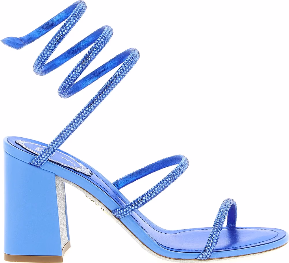 RENE CAOVILLA Blue Viscose Stiletto Heel Sandals