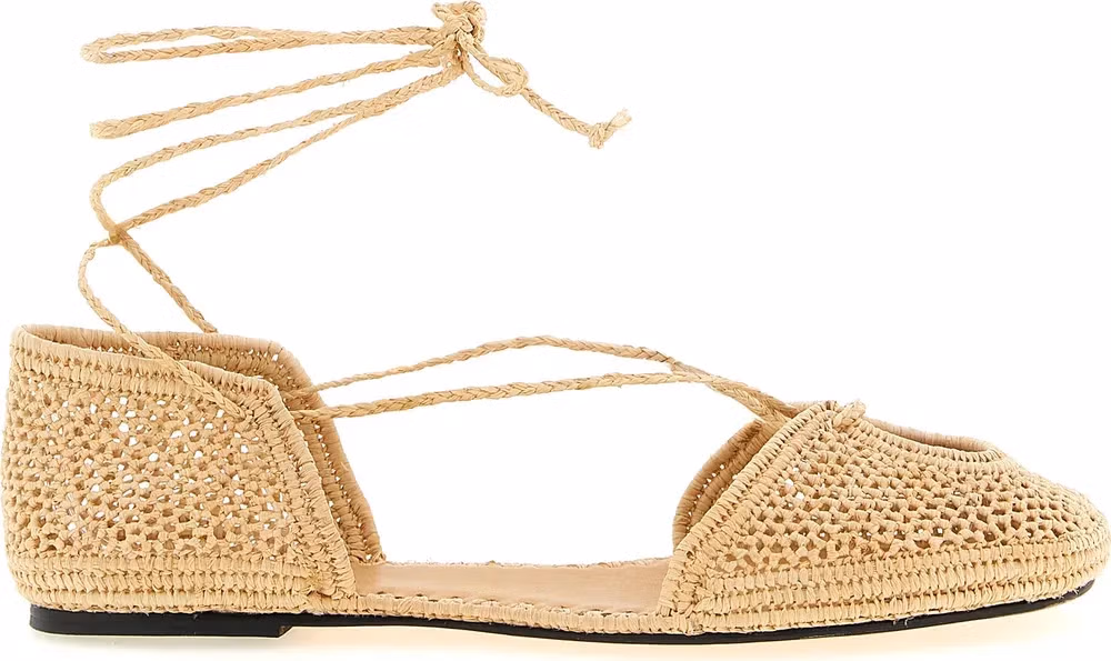 ODISSI Beige Viscose Ballet Flats