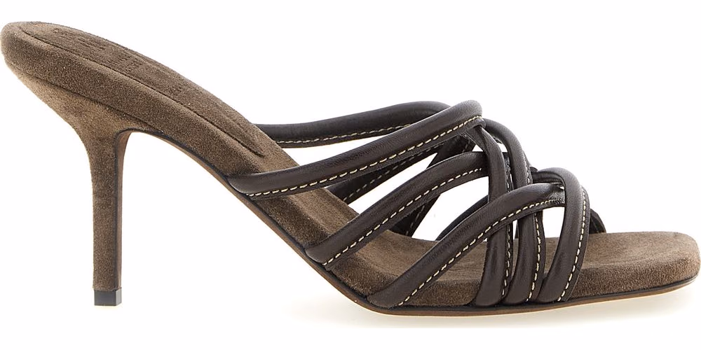 Brunello Cucinelli Brown Leather Stiletto Heel Sandals