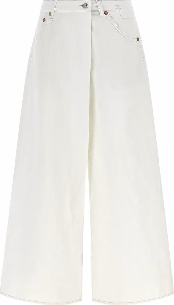 R13 White Cotton Jeans Denim