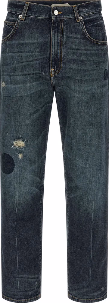 Namacheko Blue Cotton Straight-Leg Jeans