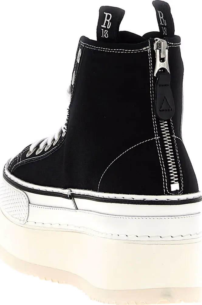 R13 Bicolor Cotton Platform Sneakers