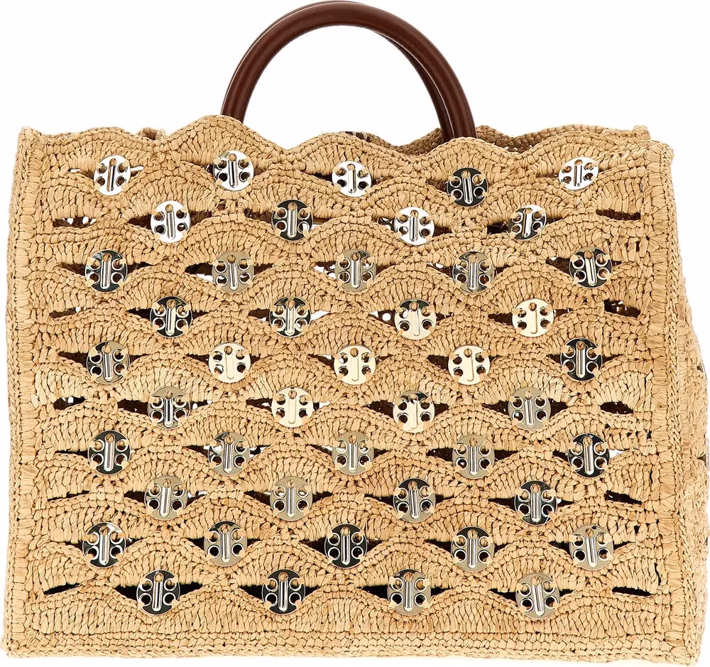 Paco Rabanne Beige Raffia Handbag