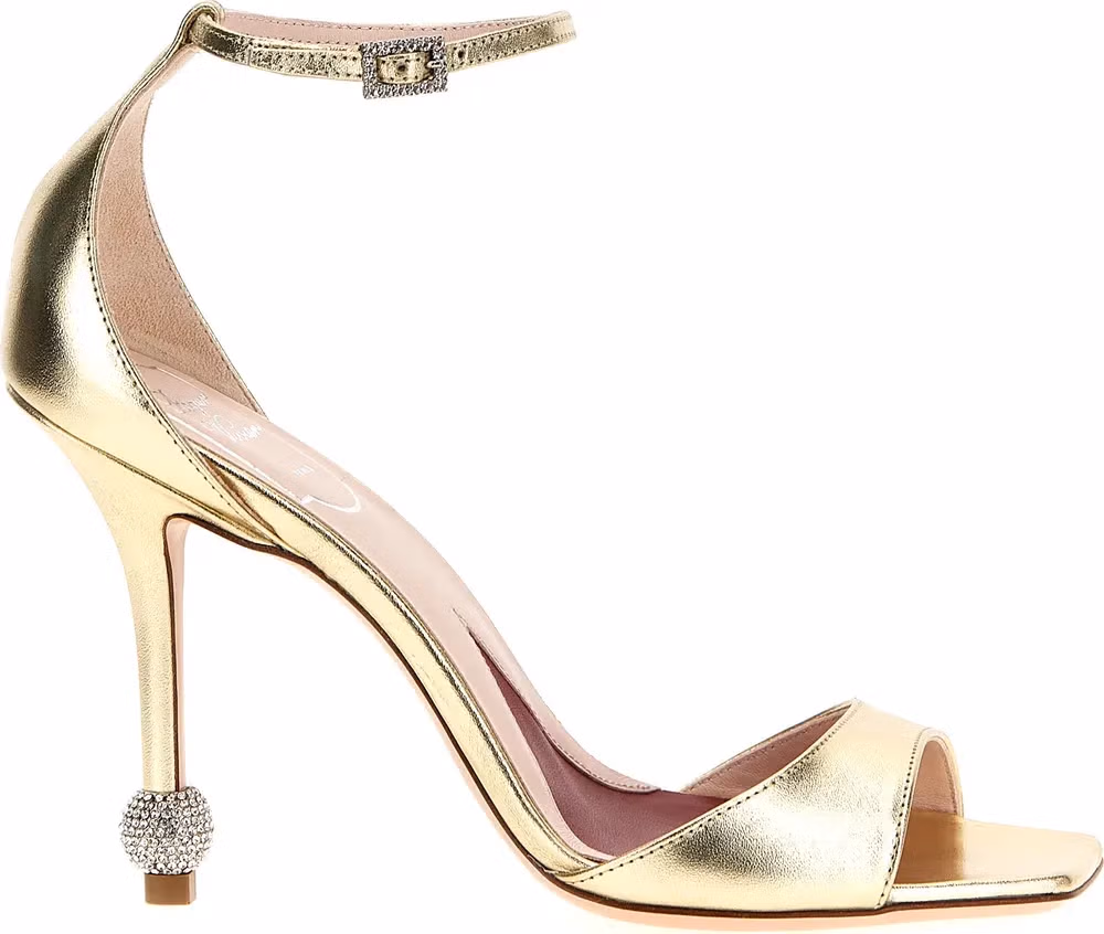 Roger Vivier Gold Calfskin Stiletto Heel Sandals