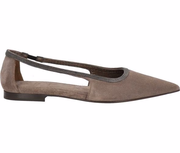 Brunello Cucinelli Gray Leather Ballet Flats