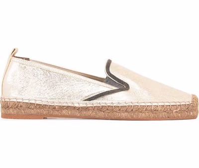 Gold Leather Espadrilles