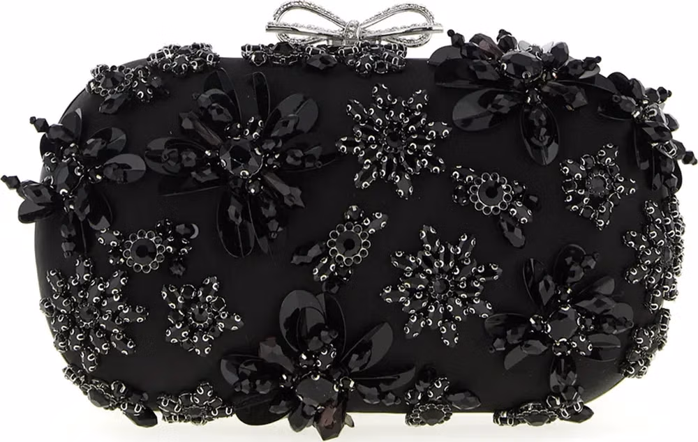 Self-Portrait Black Polyester Clutch Bag