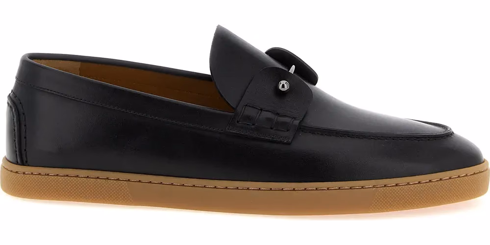 Christian Louboutin Black Calfskin Slip-On Loafers