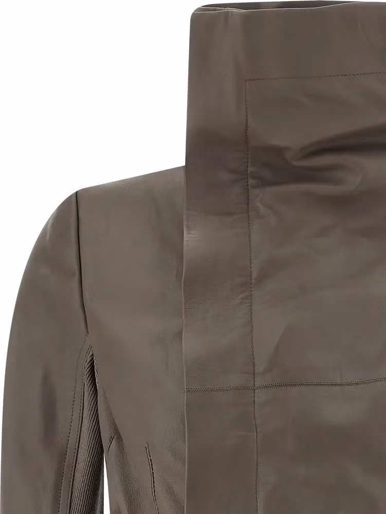 Rick Owens Gray Lamb Leather Leather Jacket