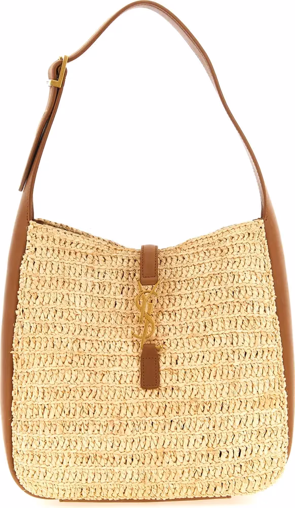 Saint Laurent Beige Raffia Shoulder Bag