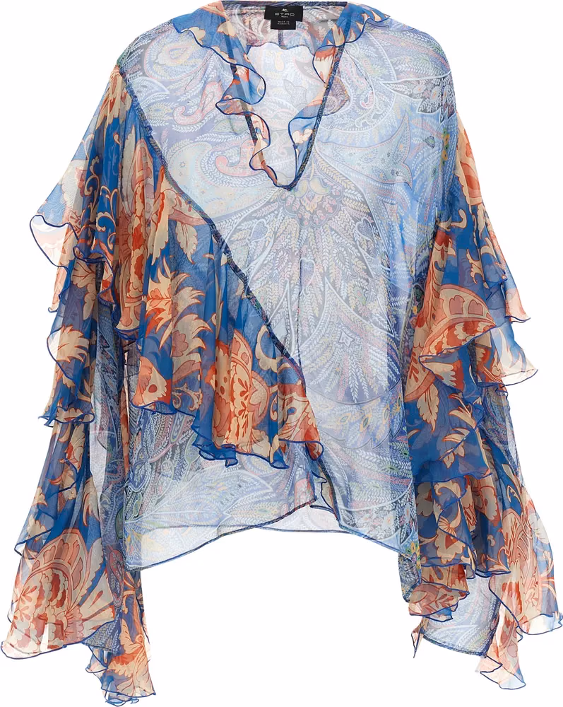 Etro Blue Silk Blouse
