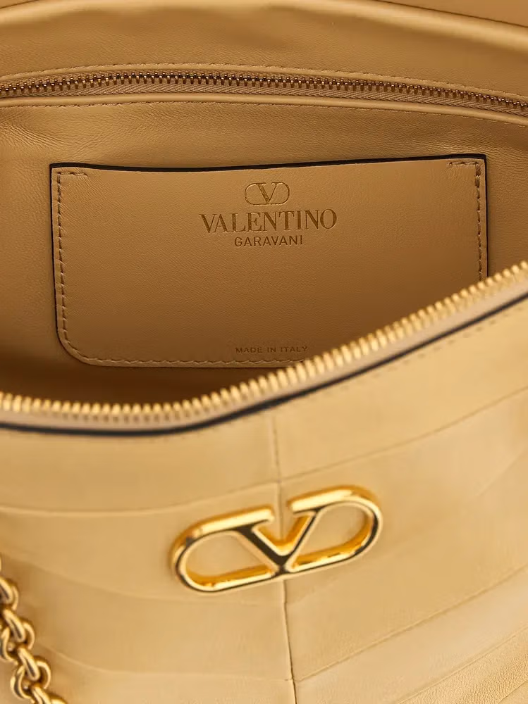 Valentino Garavani Beige Lamb Leather Shoulder Bag