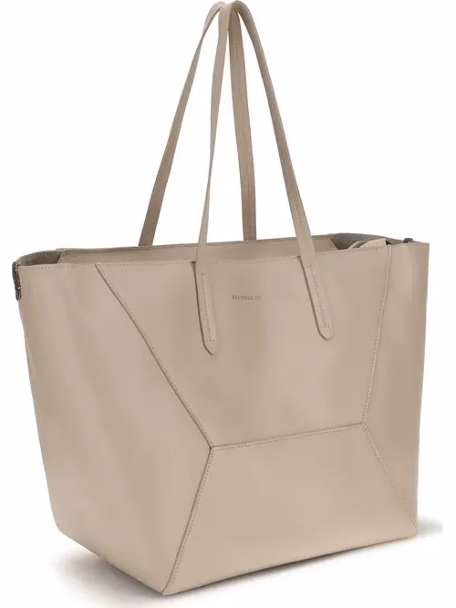 Brunello Cucinelli Beige Calf Leather Bos Taurus Shoulder Bag