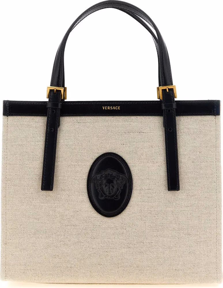 Versace Beige Leather Tote Bag