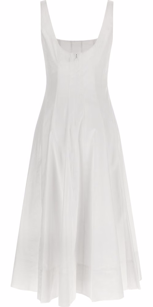 Staud White Cotton Midi Dress
