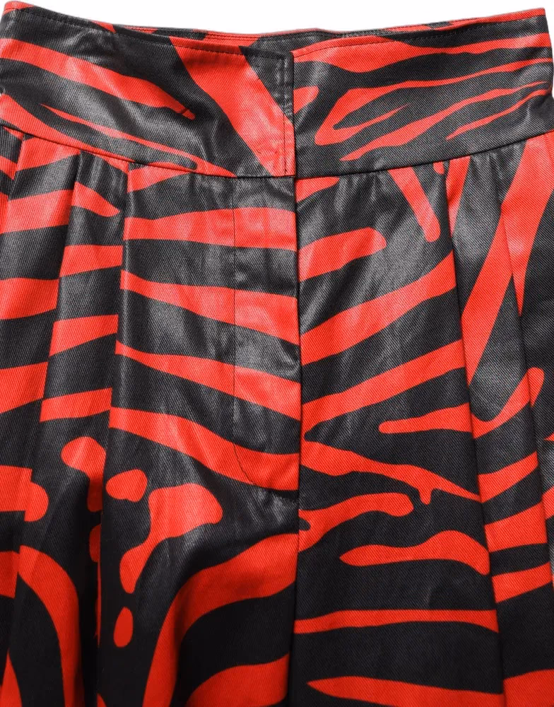 Dolce & Gabbana Red Black Zebra Print Cotton HighWaist Pants