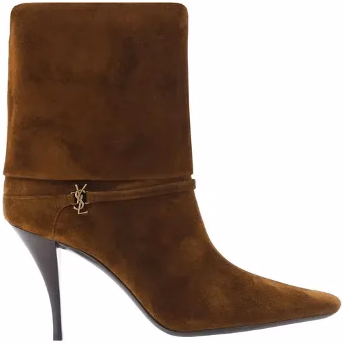 Saint Laurent Brown Calf Leather Bos Taurus High Heel Boots