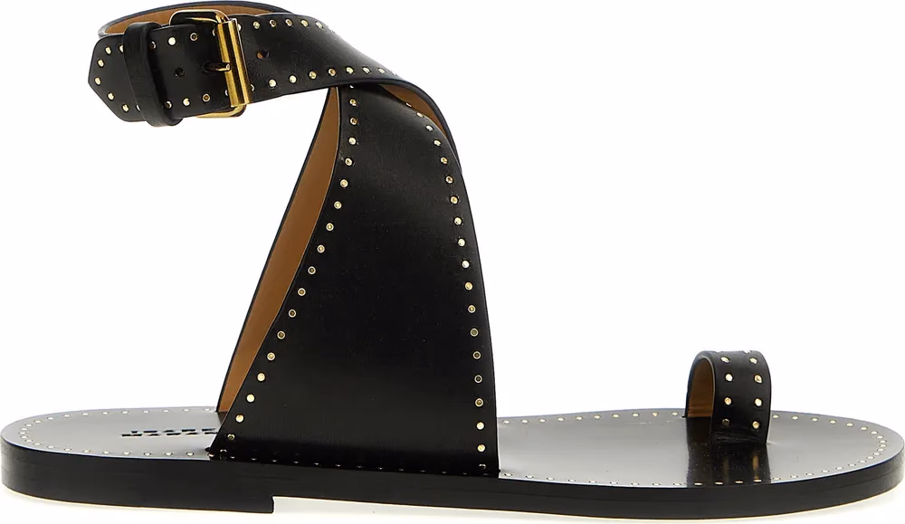 Isabel Marant Black Calfskin Flat Sandals