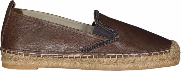 Brunello Cucinelli Brown Leather Espadrilles