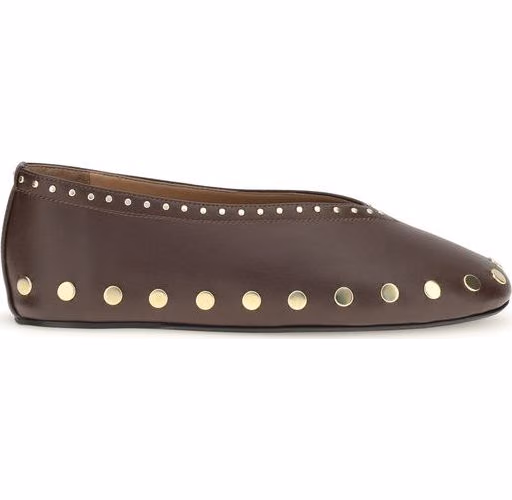 Ganni Brown Cotton Ballet Flats