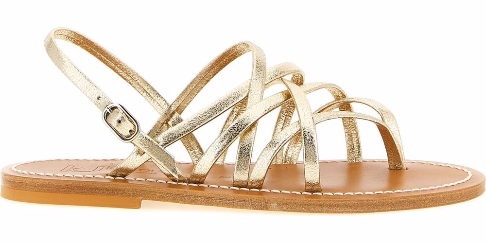 K.JACQUES SAINT TROPEZ Gold Calfskin Flat Sandals