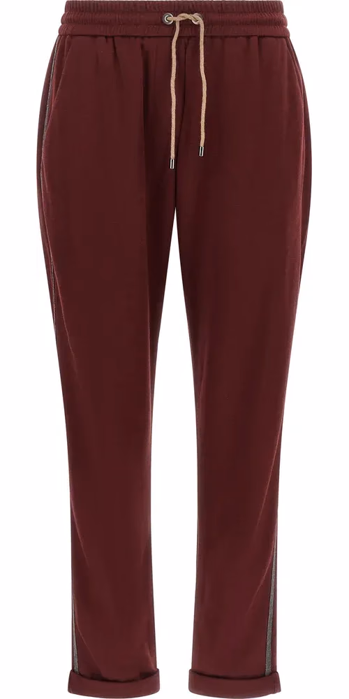 Brunello Cucinelli Bordeaux Cotton Joggers (Workout Pants)