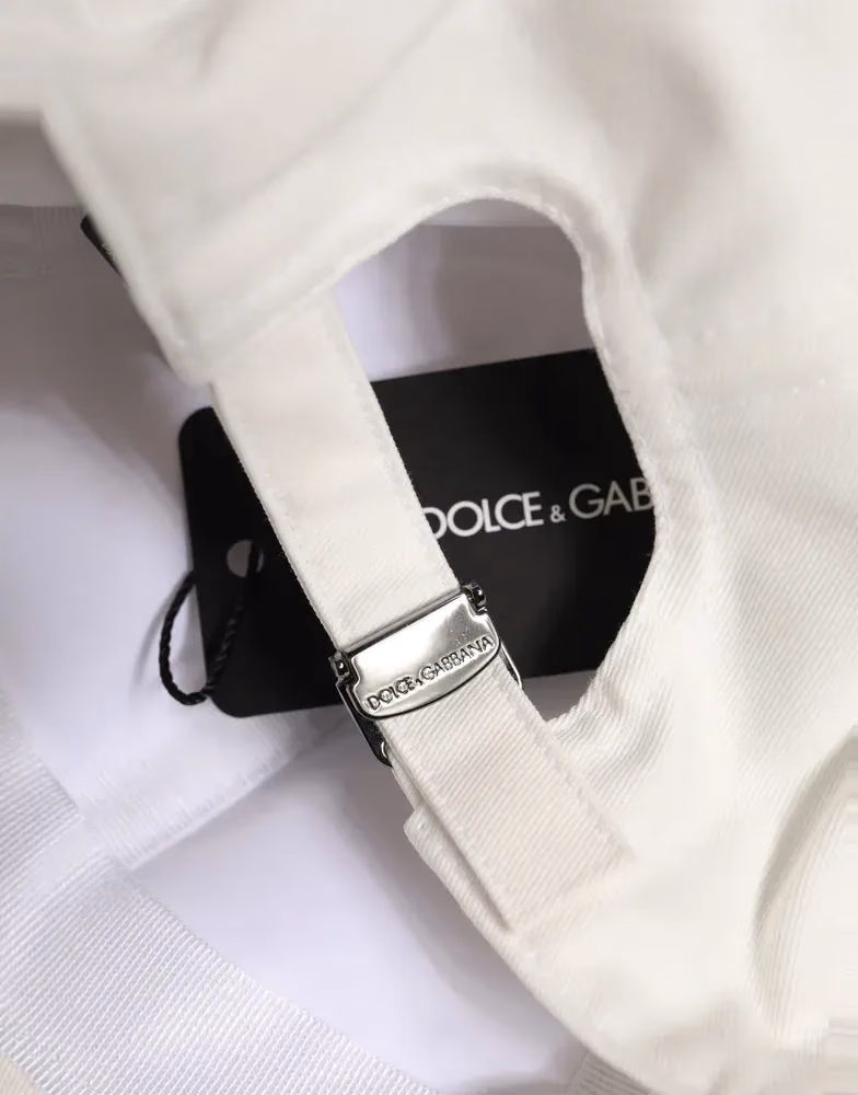 Dolce & Gabbana Men White Cotton Baseball Capello 6 Panels Hat
