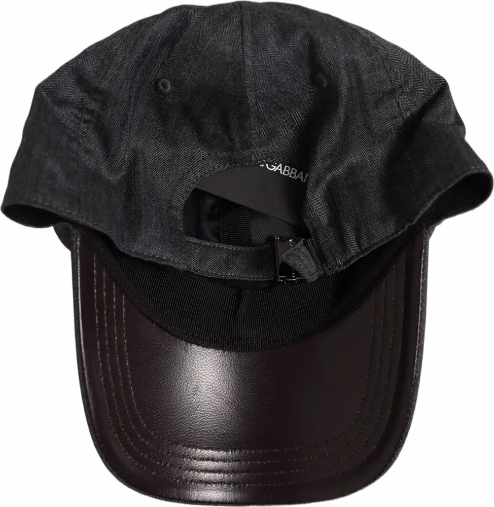 Dolce & Gabbana Men Dark Gray Herringbone Baseball Cap Hat