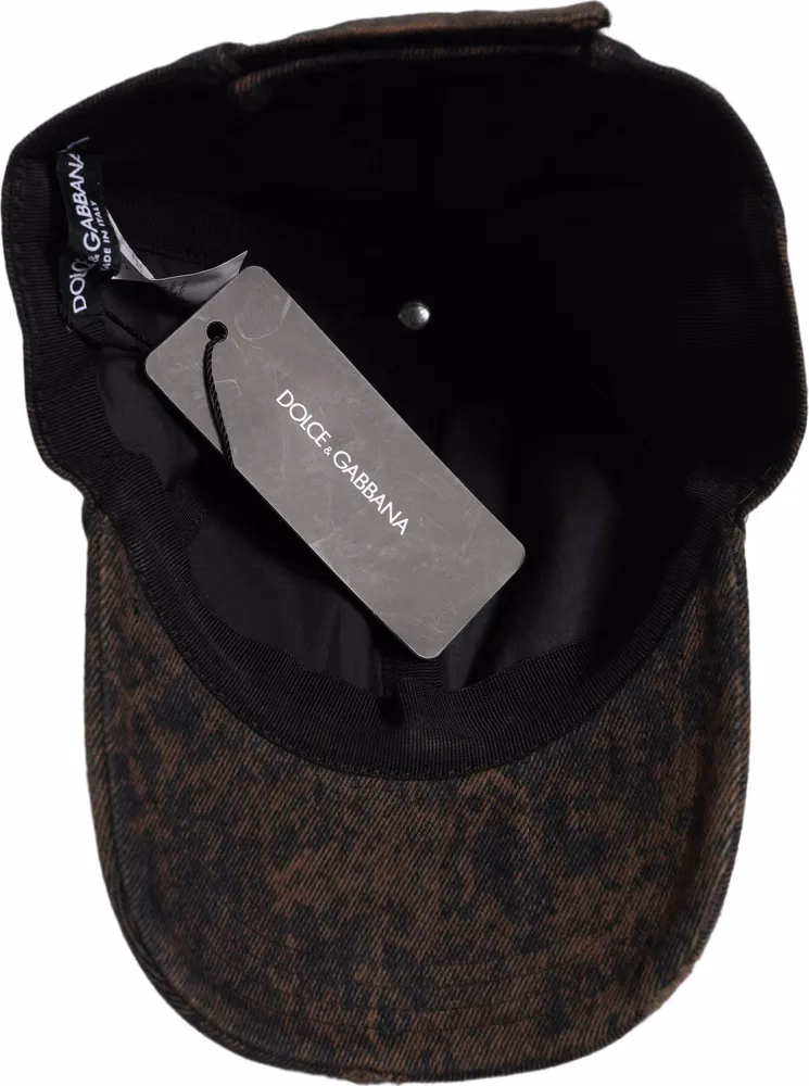Dolce & Gabbana Men Brown Cotton Distressed Baseball Cap Hat