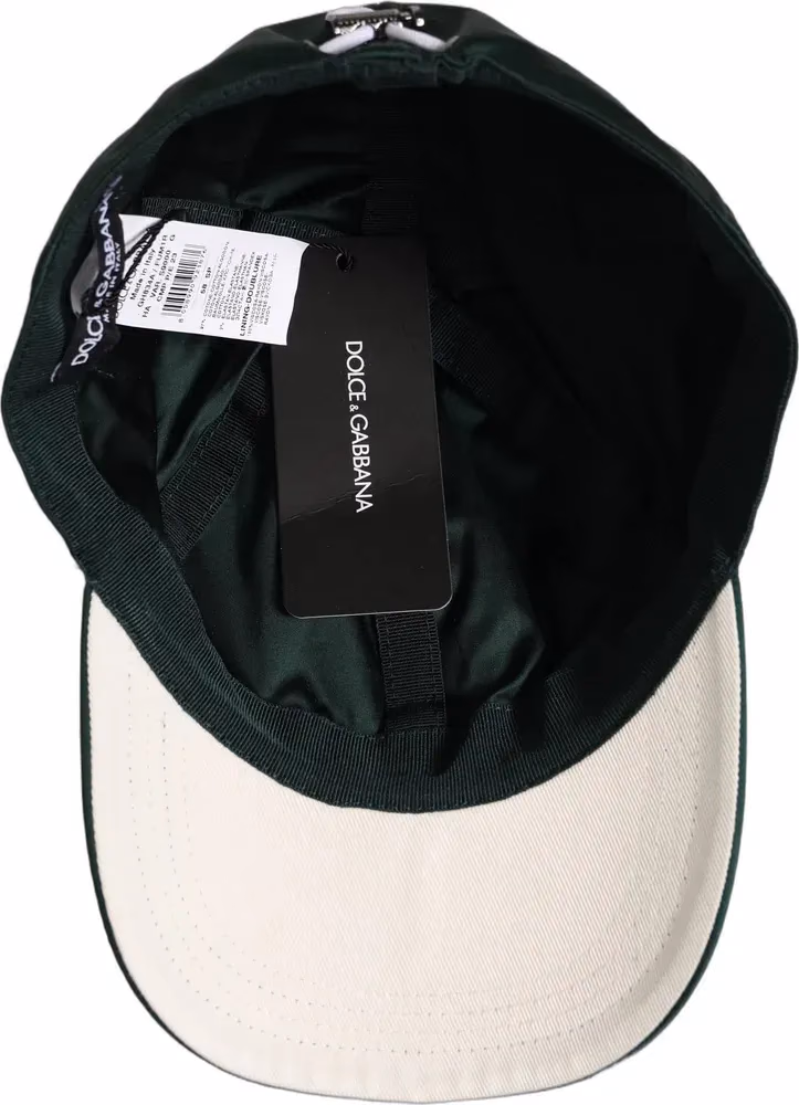 Dolce & Gabbana Men Deep Green Cotton Baseball Cap 6 Panels Hat