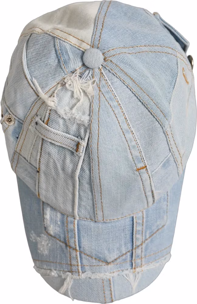 Dolce & Gabbana Men Blue Patchwork Cotton Denim Baseball Cap Hat